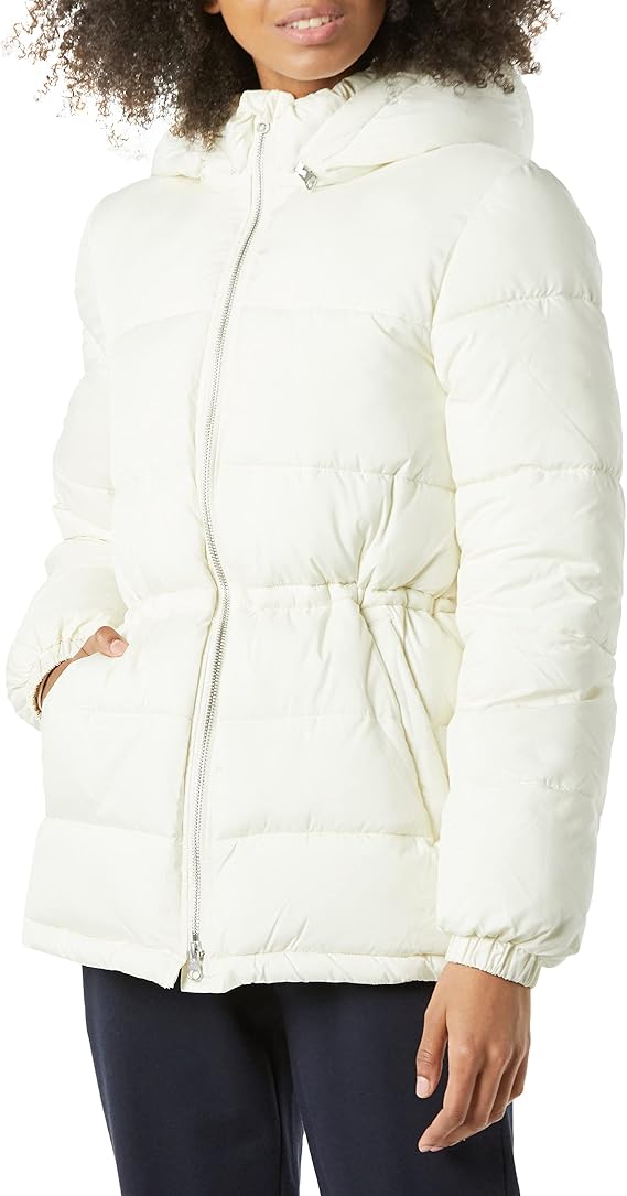TM-0269 | Amazon Essentials Women's Quilted Hooded Puffer Jacket, Ivory, XL