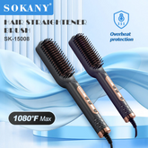SOKANY Hair Straightener Brush, Wide Digital Ceramic Coating for Straight & Curly Hair