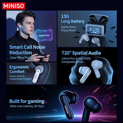 MINISO MS128 Wireless 6.0 Touchscreen Headphones, Gaming Chip 15Ms Low Latency
