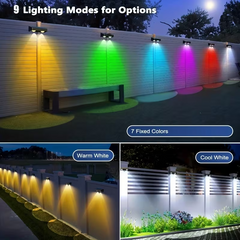 TM-0211 | 4Pcs Solar Wall Lights Outdoor Fence Garden Porch Staircase IP44 9 Color