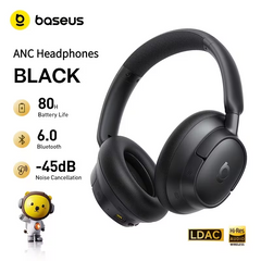 TM-0241 | Baseus Wireless Headphones ANC Bluetooth LDAC 80H Battery AI Calls