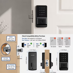 TM-0214 | Keyless Smart Door Lock Fingerprint Touchscreen Keypad Deadbolt ANSI Grade 3