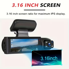 TM-0161 | Dual Camera Dash Cam for Cars, 1080P Front And 720P Inside, Car Camera with IR Night Vision