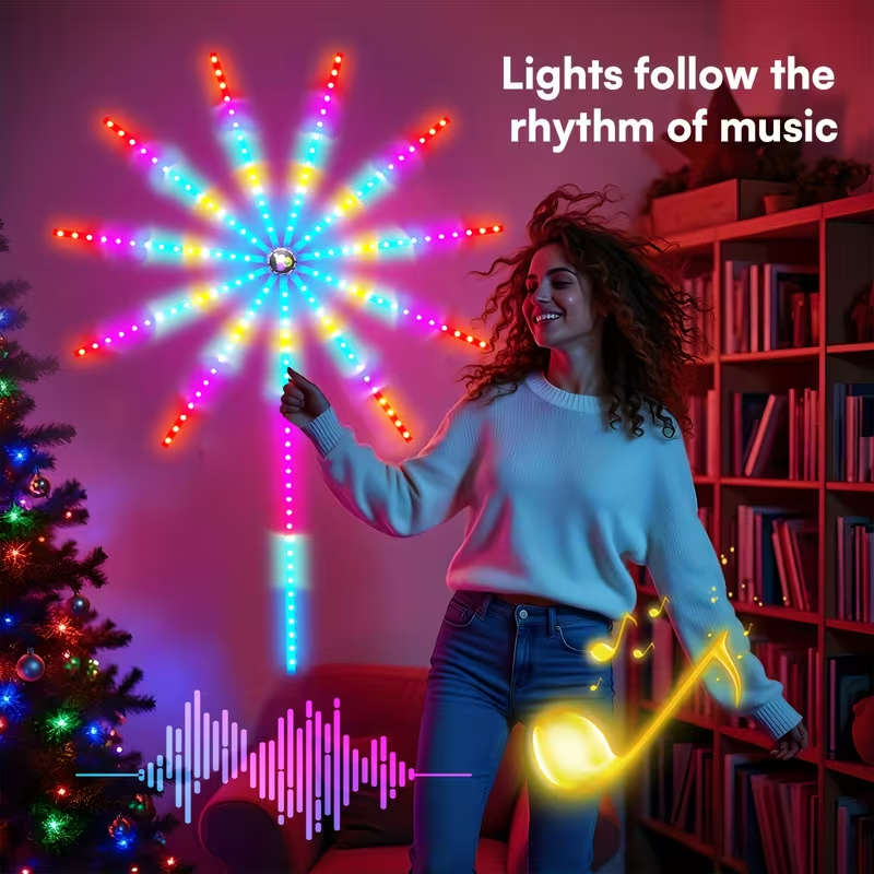 TM-0164 | Fireworks Lights 20inch, Smart Lights, RGB Color Moves to The Rhythm Of Music