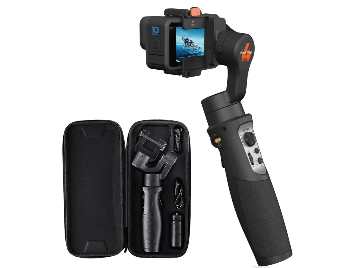 hohem iSteady Pro 4 3-Axis Gimbal Stabilizer for Gopro Hero 11/10/9/8/7/6/5,Handheld Tripod Mount Compatible with DJI OSMO Action,Insta360 ONE R,Support Anti-Shake Wireless Control,IPX4 Splash Proof
