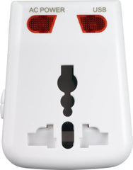 Universal Worldwide Travel USA, UK, EU Adapter with USB -  2-pin, 3-pin, and blade plugs