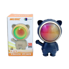 tamACX Dynamic High Base Cat Astronaut Portable Bluetooth Speaker with LED Color Light