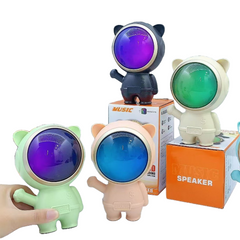 tamACX Dynamic High Base Cat Astronaut Portable Bluetooth Speaker with LED Color Light