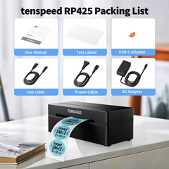 TM-0232 | TENSPEED RP425 Thermal Label Printer Wireless 203DPI iPhone Android Windows