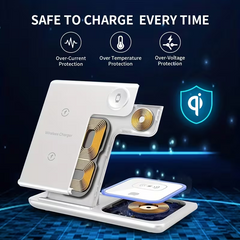 TM-0157 | Portable Foldable 3-in-1 Wireless Charger Stand Compatible for iPhone & iWatch, AirPods