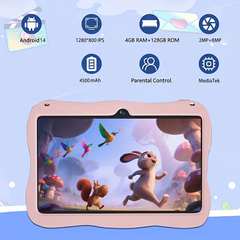 TM-0209 | Kids Tablet 7 Inch 128GB 4GB RAM Android 14 5G Wi-Fi GMS Eye Protection