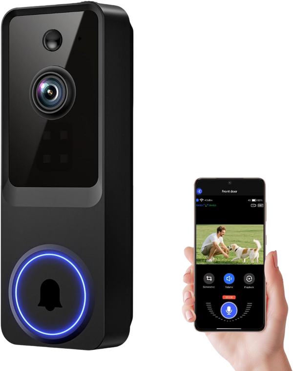 TM-0081 | Wi-Fi Video Doorbell Camera with Smart Human Detection, Night Vision, Two Way Audio, Cloud Storage