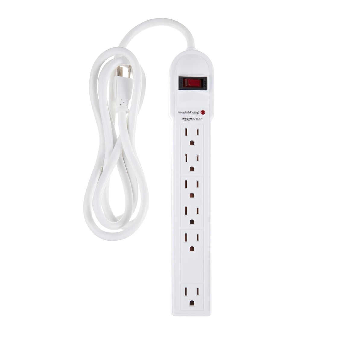 TM-0075 | Amazon Basics Surge Protector Power Strip, 6-Outlet
