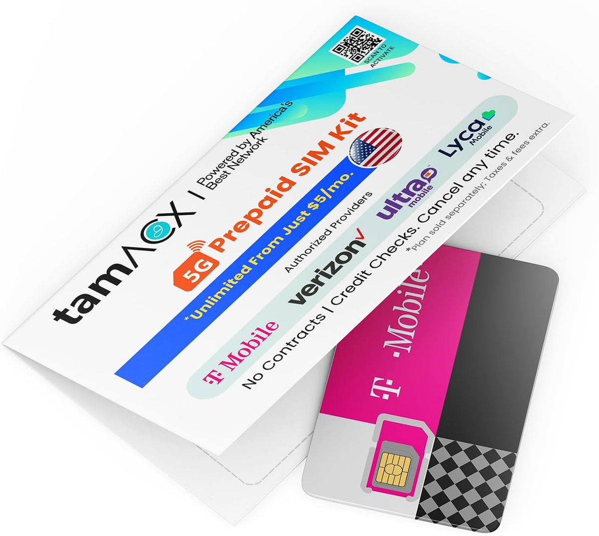 $50/mo. T-Mobile Prepaid Phone Plan with Unlimited Talk, Text, & Data for 1 Month (3-in-1 SIM Card Kit)