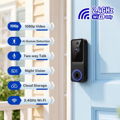 Wi-Fi Video Doorbell Camera with Smart Human Detection, Night Vision, Two Way Audio, Cloud Storage