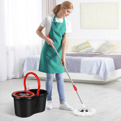 TM-0074 | Spin Mop and Bucket with Wringer Set, 360^0 Spinning Mop Bucket System with 3 Microfiber Mop