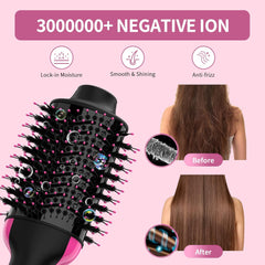 Hair Dryer Brush Blow Dryer in One, Upgraded 4 in 1 Hair Dryer and Styler Volumizer with Negative Ion Anti-frizz Ceramic Titanium Barrel Hot Air Hair Straightener Brush