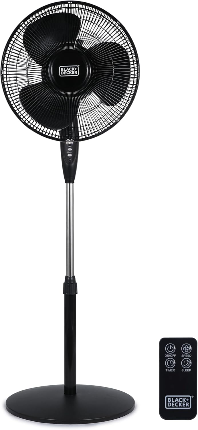 TM-0072 | BLACK+DECKER 16" Standing Oscillating Pedestal Fan with Remote