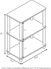 TM-0076 | Furinno Turn-N-Tube No Tool 3-Tier Storage Shelf, Narrow, French Oak Grey/Black