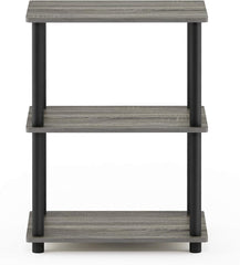 TM-0076 | Furinno Turn-N-Tube No Tool 3-Tier Storage Shelf, Narrow, French Oak Grey/Black