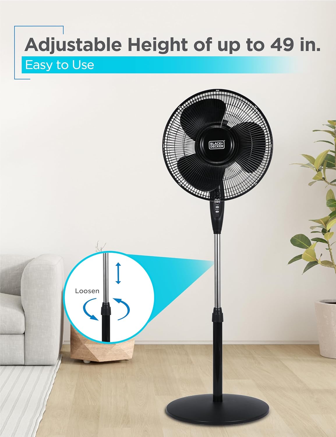 TM-0072 | BLACK+DECKER 16" Standing Oscillating Pedestal Fan with Remote