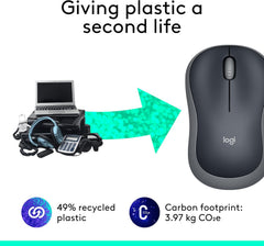 Logitech M185 Wireless Mouse, 2.4GHz with USB Mini Receiver
