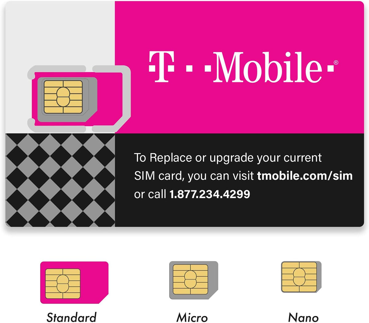 Official T-Mobile SIM Card Micro/Nano/Standard GSM 4G/3G/2G LTE Postpaid SIM Kit Unactivated Talk Text Data & Hotspot