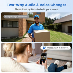 Wireless Smart Doorbell, Security Monitoring Camera, 166° Panoramic View, AI Tracking of People And Vehicles