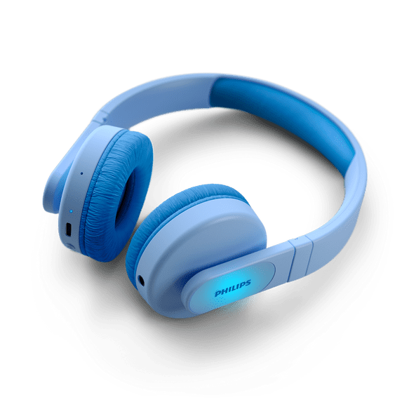 TM-0173 | Philips Kids Bluetooth Headphones Wireless On-Ear Safe Volume LED 28H Blue