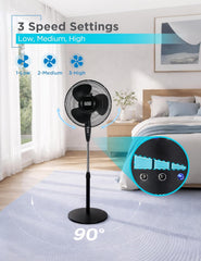 TM-0072 | BLACK+DECKER 16" Standing Oscillating Pedestal Fan with Remote