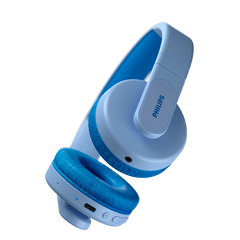 TM-0173 | Philips Kids Bluetooth Headphones Wireless On-Ear Safe Volume LED 28H Blue