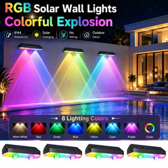 TM-0211 | 4Pcs Solar Wall Lights Outdoor Fence Garden Porch Staircase IP44 9 Color