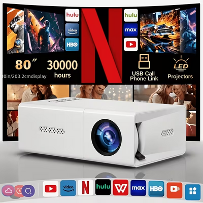 TM-0145 | Mini Portable Projector with Type‑C Power Supply, Compact Video Projector with Manual Focus