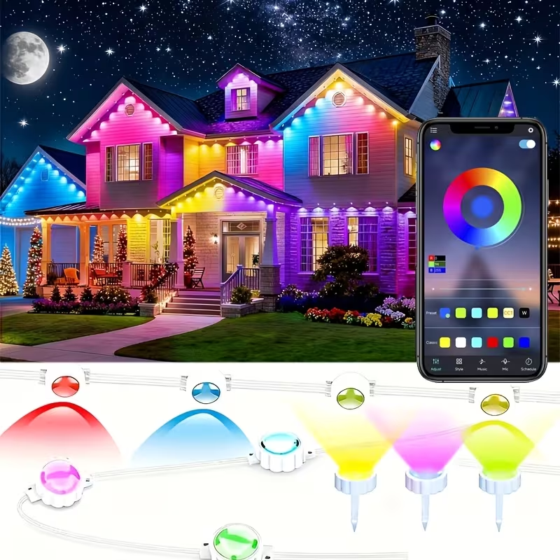 TM-0186 | 54ft Outdoor Permanent RGB Smart LED Eaves Waterproof Lights w/ Music Sync
