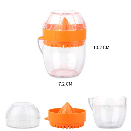 LMETJMA Manual Lemon Squeezer with Lid – Plastic Citrus Juicer & Orange Press Cup