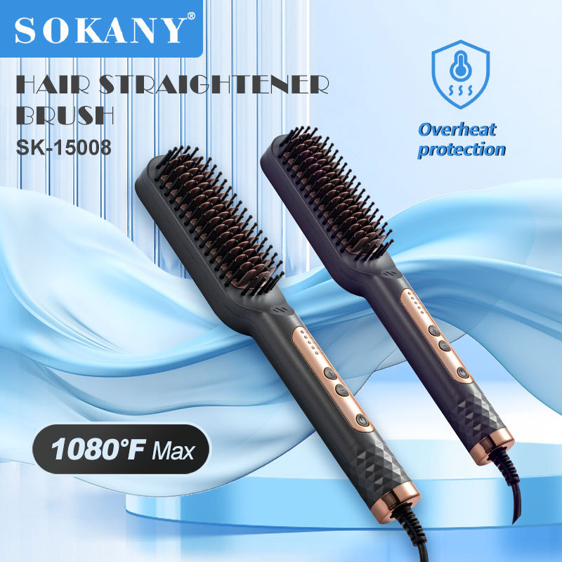 SOKANY Hair Straightener Brush, Wide Digital Ceramic Coating for Straight & Curly Hair