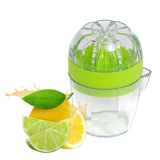 LMETJMA Manual Lemon Squeezer with Lid – Plastic Citrus Juicer & Orange Press Cup