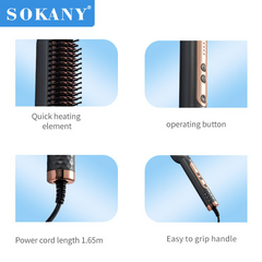 SOKANY Hair Straightener Brush, Wide Digital Ceramic Coating for Straight & Curly Hair