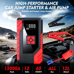 TM-0172 | 15000A Portable Tire Inflator & Jump Starter for Cars, Motorcycles