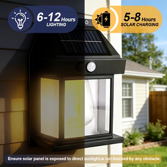 TM-0170 | Outdoor Solar Lights Lamps for Exterior Wall with IP44 with Motion Sensor - 3 Lighting Modes
