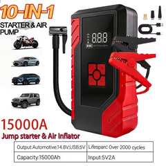 TM-0172 | 15000A Portable Tire Inflator & Jump Starter for Cars, Motorcycles