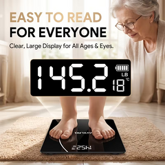 TM-0179 | Body Weight Scale with LCD Display & Temperature Suitable for, Anti-Slip Bath Scale