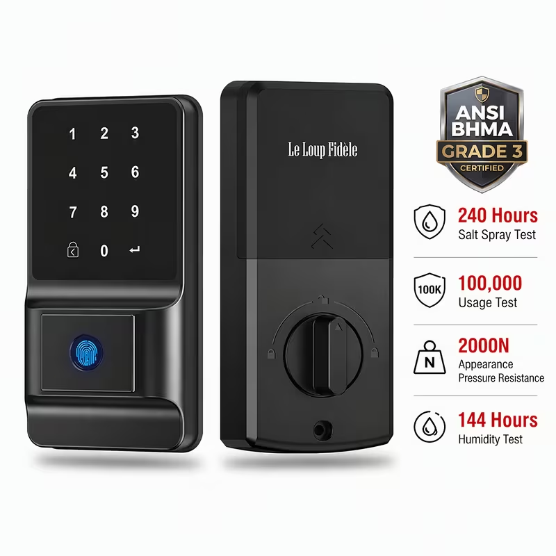 TM-0214 | Keyless Smart Door Lock Fingerprint Touchscreen Keypad Deadbolt ANSI Grade 3