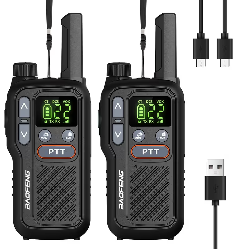 TM-0240 | BAOFENG Walkie Talkies 22CH FRS 2-Way Radios USB-C LCD VOX Camping