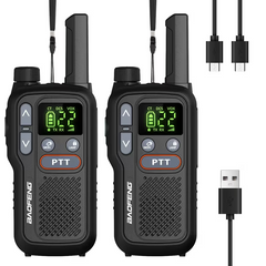 TM-0240 | BAOFENG Walkie Talkies 22CH FRS 2-Way Radios USB-C LCD VOX Camping
