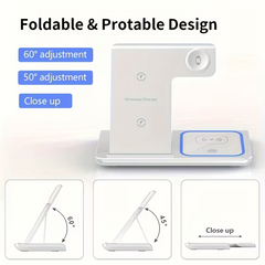 TM-0157 | Portable Foldable 3-in-1 Wireless Charger Stand Compatible for iPhone & iWatch, AirPods