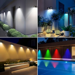 TM-0211 | 4Pcs Solar Wall Lights Outdoor Fence Garden Porch Staircase IP44 9 Color