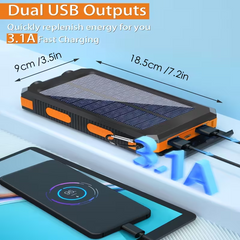 TM-0151 | Solar Power Bank Charger 28800mAh USB C &amp; QC3.0 Fast Charging, Dual USB Port w/ LED Flashlight