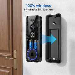 Wireless Smart Doorbell, Security Monitoring Camera, 166° Panoramic View, AI Tracking of People And Vehicles