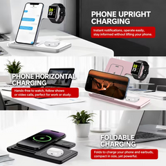 TM-0193 | 3-In-1 Wireless Charging Station, Foldable Fast Wireless Charger Stand